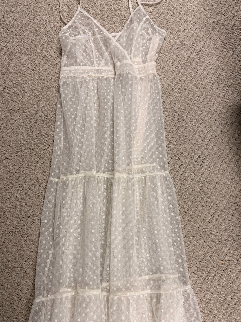 Lulu's Cream Polka Dot Sheer Maxi Dress - Picture 6 of 6